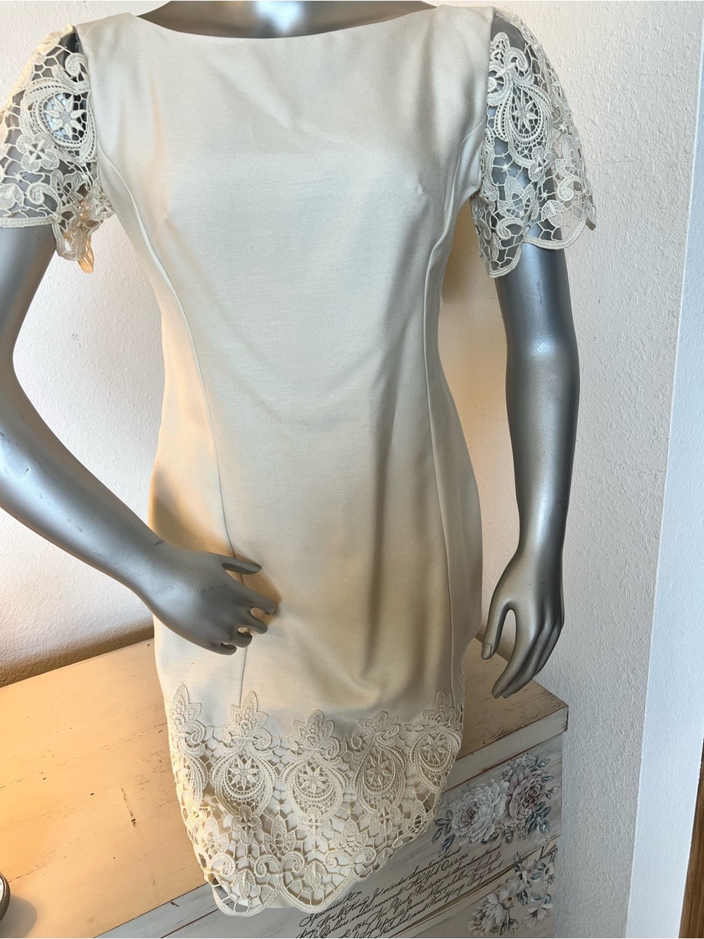Vintage 60’s 70’s Silk Jacket Dress MOB MOG lace sz S/M Wedding